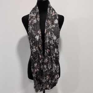 Maurices Black and Pink Floral Infinity Scarf
